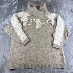 IB Diffusions Silk Angora Sweater Womens 1X Beige White Grapevine Vintage (1051)